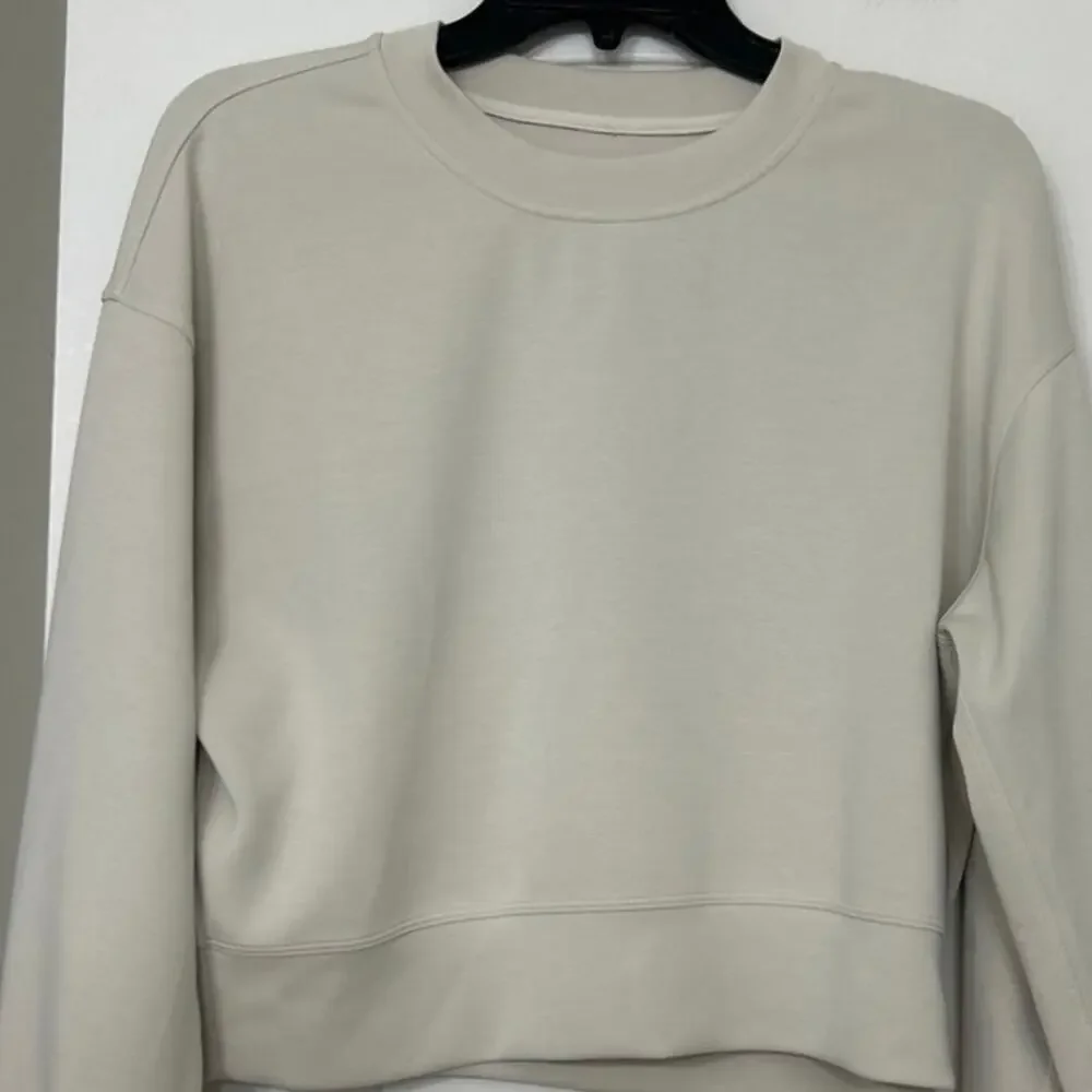 Lululemon Softstreme Perfectly Oversized Cropped Crew White Opal Sweatshirt 2 - Picture 3 of 10